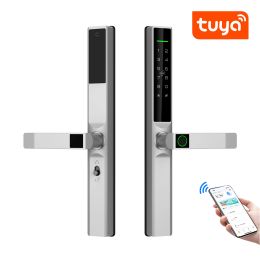 Lock Tuya SmartLife Aplicación impermeable contraseña de huellas dactilares Bloqueo de tarjeta RFID para push al aire libre