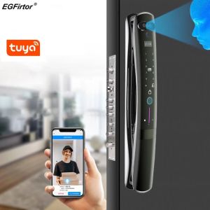 Verrouiller Tuya WiFi 3D Infrarouge Light Face Reconnaissance Verrouillage avec la carte IC digitale de la caméra Mot de passe de porte de porte électronique Auto Auto