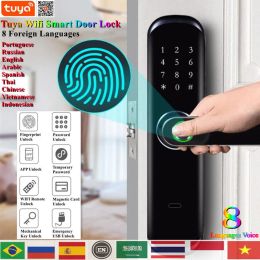Lock Tuya Wifi Electronic Smart Door Bloqueo Fingerprint/IC Card/Password/Key Desbloqueo/Aplicación Desbloqueo remoto/soporte Ru/EN/PT/ES/AR 8 Lenguaje