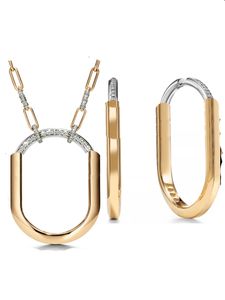 Vergrendel u kettingarmband oorringring en decorontwerper voor vrouwen met diamanten mode roségoud titanium stalen sieraden vervagen nooit bruiloft cadeau