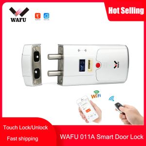 Vergrendeling WAFU 011A Deurslot Tuya WiFi Smart Lock Bluetooth -wachtwoord Vingerafdrukvergrendelingen Touch Touch Keyless Door Lock Deadbolt Intelligente Lock