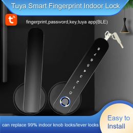 Vergrendel WAFU 017B Tuya Smart Life Deur Lock Fingerprint Wachtwoord app Bluetooth Mechanische sleutel ontgrendeling voor rechter- of linker openingsdeur