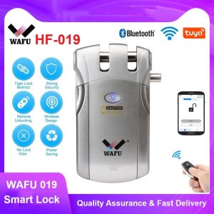 Verrouiller WAFU 019 Smart Lock Wireless WiFi WiFi Bluetooth Tuya App Remote Control Electronicles Keyless Door Invisible Lock 433 MHz Contrôle du téléphone