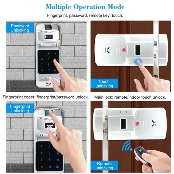 Bloqueo WAFU HF011 Lock Smart Tuya Wifi Puerta Bluetooth Bluetooth Huella de huellas Teléfono Control remoto TODO Touch Puerta Invisible Locks