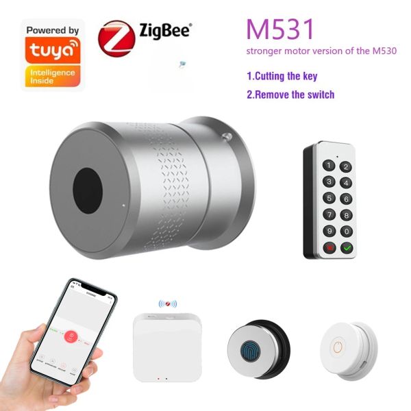 Verrouiller wehere M531 Smart Lock Empreinte digitale Tuya Smart Home Contrôle WiFi Wiless Cylinder Cut Key / Reprendre l'interrupteur