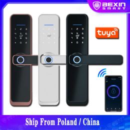 Verrouiller le wifi biométrique empreinte digitale Smart Door verrouillage électronique mot de passe RFID Carte Tuya
