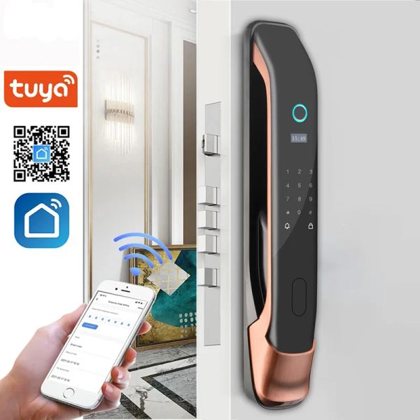Bloqueo de la puerta de bloqueo Smart Lock Smart Tuya Tuya Tuya desbloqueando de forma remota el bloqueo de la puerta de huella digital biométrico con la tarjeta de la tarjeta de la tarjeta Key Smart Home Security