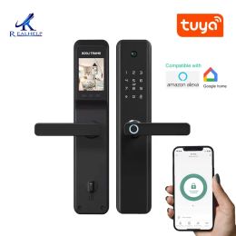 Vergrendel Wireless Tuya App Control WiFi Lock Build In Camera Grote binnengrensdeurkijker Eenmalig wachtwoord voor dikte 4070mm