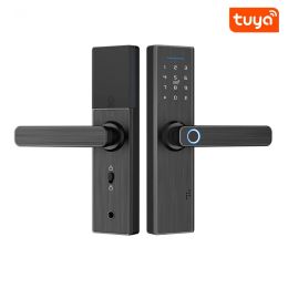 Verrouiller x1 Biométrique Empreinte digitale Smart Electronic Door Lock Tuya application à distance carte de mot de passe de carte ic déverrouillage de huit voix de huit voix de langue