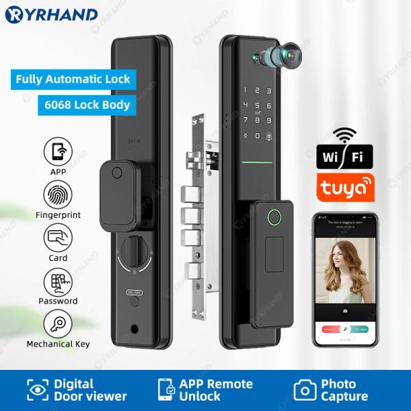 Verrouille Yrhand Cat's Eye Autolock Digital Electronic Lock Biométrique Biométrique TUYA WiFi Smart Door Lock Remote Lock pour la maison