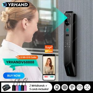 Verrouiller Yrhand V8 Tuya WiFi 3D Face Smart Door Lock Sécurité Caméra Caméra Intelligent Empreinte mot de passe biométrique Electronic Key Unlock