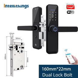 Lock Zemismart 160 mm Tuya WiFi Smart Lock Core Cilinder Intelligent beveiligingsdeur Vergering Vingerafdruktoetsen IC Card Smart Life App Unlock