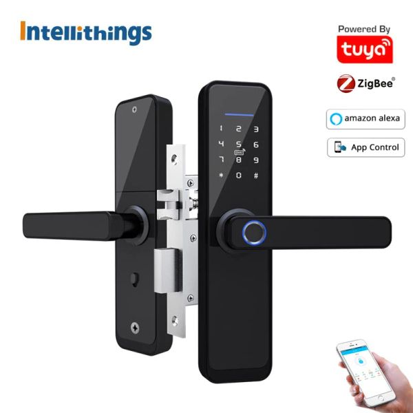 Verrouiller Zemismart Tuya Zigbee Smart Electronic Door Lock Alexa Vocal Control Empreinte Mot de passe digital Carte IC Carte IC NOLLOC