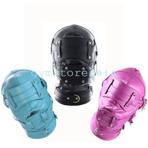 Bondage Verrouillable Faux Cuir Gimp Duty Hood Privation Sensorielle Bouche Masque Bandeau #G94