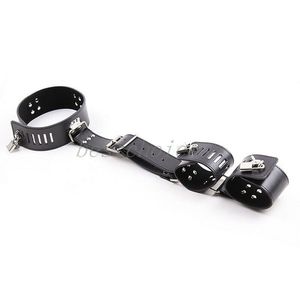 Bondage Verrouillable Cou À Bras Bondage Armbinder Collier De Retenue Poignets Poignets SM Jeu Ensembles A675