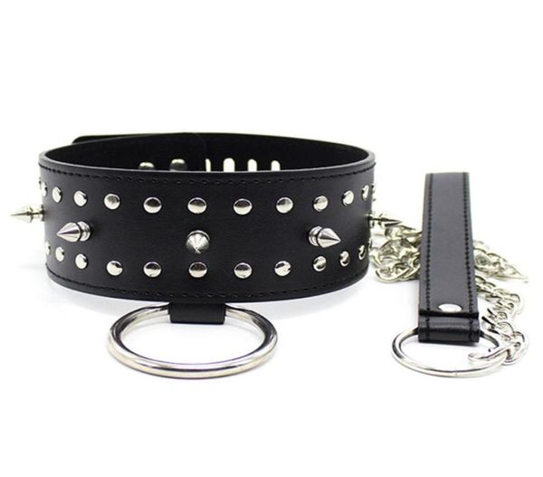 Collier de chien en cuir PU verrouillable, ceinture de retenue d'esclave de bondage dans les jeux pour adultes pour les couples, produits sexuels fétichistes, jouets pour femmes et hommes 8817295