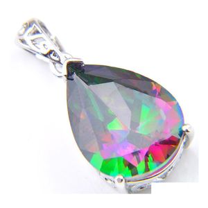 Lockets 10 PCS Accesorios para joyería Rainbow Natural Mystic Topaz Colgantes 925 Sier Mujeres Crystal Zircon Collares Colgante Christma DH4HK