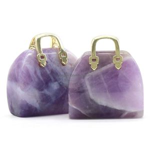 Médaillons 2pcs sac en cristal décoration bricolage bijoux accessoires sac à main forme énergie pendentif bijoux en pierre naturelle colliers pendentifs Dhvnp