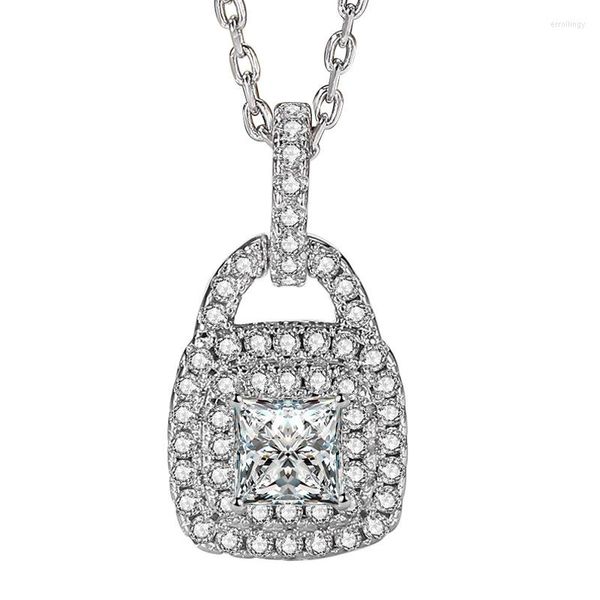 Médaillons 925 en argent sterling brillant diamant serrure de luxe pendentif collier pour femmes lien chaîne romantique bijoux fins cadeaux