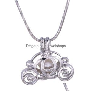 Médaillons Cendrillon Citrouille Caravane Perle Cage Pendentifs Dessin Animé Fée Gem Perles Charme Montages Pour Colliers De Mode Bijoux Drop Deli Dhvay