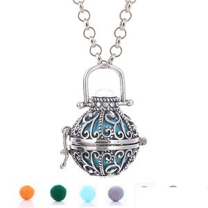 Médaillons Diffuseur D'huiles Essentielles Collier De Lave Fleur Ajourée Aromathérapie Rock Pendentif Colliers Pour Femmes Bijoux De Mode Drop Deli Dhveu