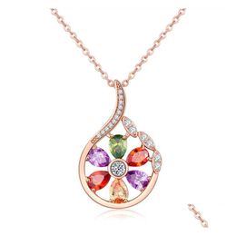 Médaillons Pendentif De Mode Européenne Et Américaine Zircon Couleur Collier Fleur Romantique Chaîne De Clavicule Nouvelle Livraison De Bijoux Dhgarden Dhban