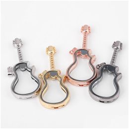 Médaillons Mode Musique Guitare Mémoire Vivante Médaillon Magnétique 4 Couleur Instrum Flottant Verre Pendentif Charmes Fit Collier Bijoux Drop D Dhyjg