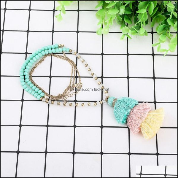 Médaillons Bijoux Faits À La Main Couleur Bonbon Gland Collier Pour Femmes Filles - Long Y Vente En Gros Drop Delivery 2021 Colliers Pendentifs Dhseller Dhpep