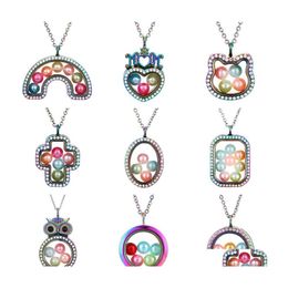 LACKETS MAGNETISCHE OPEN Open Rainbow Pearl Cage Hanger Kettingen voor vrouwen Crystal kralen Glas drijvend medailleketens mode juwelier otkgv