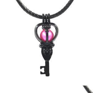 Versets m￩lang￩s Black Pearl Cage Pendant Love Wish Natural with Oyster Design Fashion Hollow Verket Clavicule Diffusers Drop Dev Dhgarden Dhdrz