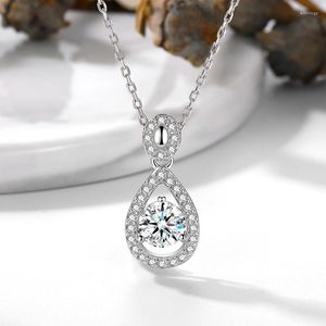 Médaillons Colliers de diamants naturels Pendentifs 925 Goutte d'eau en argent sterling pour femme Cadeau de mariage romantique avec chaîne