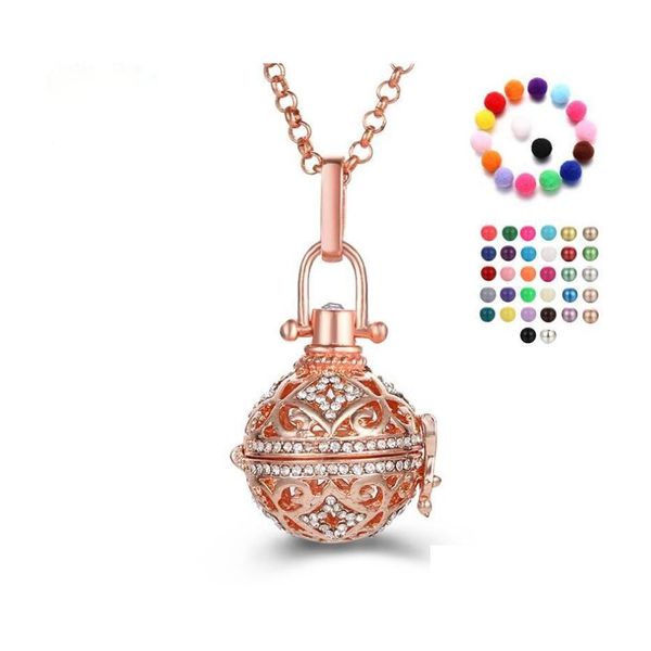 Médaillons ouvrants Mexique Carillon Musique Angel Ball Caller Médaillon Pendentif Colliers Vintage Collier de Grossesse Aromathérapie Huile Essentielle Ot2EK