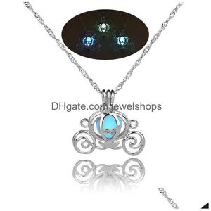 Médaillons Pumpkin Caravan Colliers lumineux Colliers de perles ouvertes Pendentif Glow dans les charmes sombres Chaînes Sier pour femmes Fashion Drop Deliver Dh9Xz