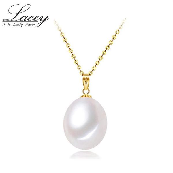 Médaillons véritable pendentif en perles d'eau douce pour femmes, blanc 18 carats, bijoux en or jaune naturel, cadeau d'anniversaire pour fille, 322b