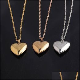 Médaillons En Acier Inoxydable Coeur Colliers Avec Chaîne Mes Po Boîte Pendentifs Pour Femmes Hommes Amant Bijoux De Mode Drop Delivery Dhx2C