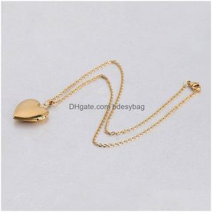 Médaillons en acier inoxydable coeur colliers avec chaîne Mes Po Box pendentifs pour femmes hommes amoureux bijoux de mode livraison directe Dhmzu