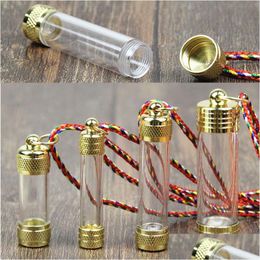 Versets Vintage Transparent Tube Pendendants Collier Openable Terproping Cylinder Huile Perte par bouteilles Mémorial KeepSake Pill Jewelry Dhwju