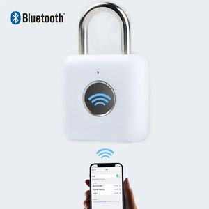 Sloten Deursloten Draagbaar Bluetooth Slim hangslot Antidiefcilinder voor kast Reiskoffer Lade Veiligheid Beveiliging IPX3 Waterdicht 2212