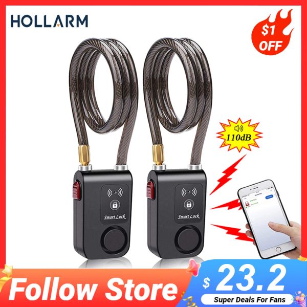 Locks Hollmm Bluetooth Bike Motorcycle Lock Alarme ALARME IMPRÉPLACE VIBLAGE VIBLATION ALARKE ALARK SYSTÈME SYSTÈMES