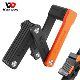 Locks Ciclismo Oeste Fold Bike Lock 65 Manganese Acero portátil Portable Lock 3 Ciclismo Ciclismo Scooter eléctrico Accesorios para bicicletas de carretera MTB