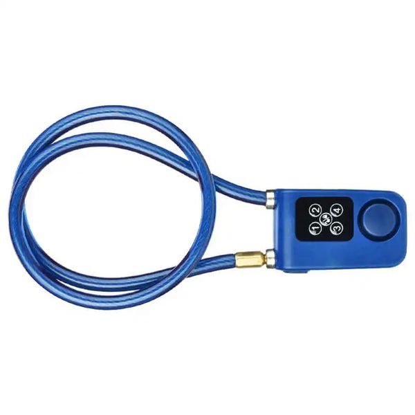 Serrures Y787 Smart Alarm Lock Chaîne antivol pour porte de vélo Bleu Porte électrique Spirale Mots de passe à quatre chiffres