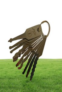 Slotenmakerbenodigdheden KLOM 10st Jiggler Keys auto Lock Pick Set auto dubbelzijdig slot professionele unlock tool roestvrij staal7586089