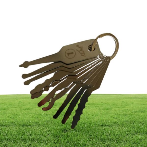 Suministros de cerrajería KLOM 10pcs Jiggler Keys Lock Pick Juego de bloqueo automático Automacal Bloqueo Profesional Herramienta de desbloqueo de acero inoxidable