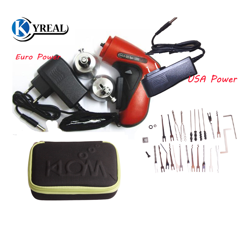 Heet KLOM draadloos elektrisch slotpickpistool met messen van verschillende grootte USA / Euro Power Supply Pick Set Guns Slotenmakergereedschap