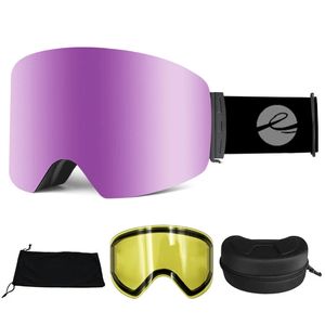 LOCLE hommes femmes lunettes de Ski Double couches masque de Snowboard lunettes de Ski Anti-buée OTG UV400 moto motoneige lunettes 240109