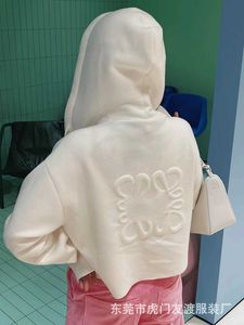 Loe-cárdigan de punto con cremallera para mujer, bordado tridimensional, patrón grande, chaqueta informal con capucha corta holgada, 2023