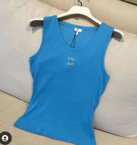 LOE Women Designer Sexy Tank Tops Fashion Summer Stretch Jumper White Blue T Shirts Vrouw Borduurbrief Tees Camis Gewas Dames Casual kleding