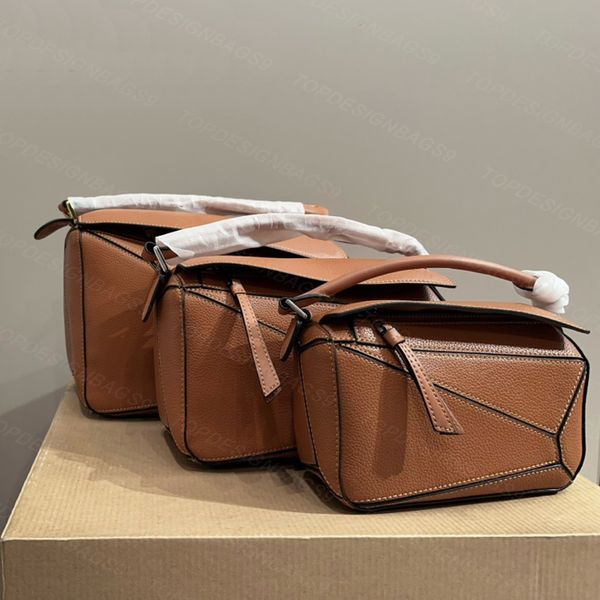 Loes Puzzles sac à bandoulière design pour femmes litchi géométrique forme cuboïde sacoche dame luxe sac à main sac fourre-tout
