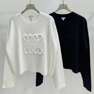 Loewe marque laine cachemire pull femmes 3D tridimensionnel évider col rond pull en tricot automne prix avantageux nouveau haut tendance