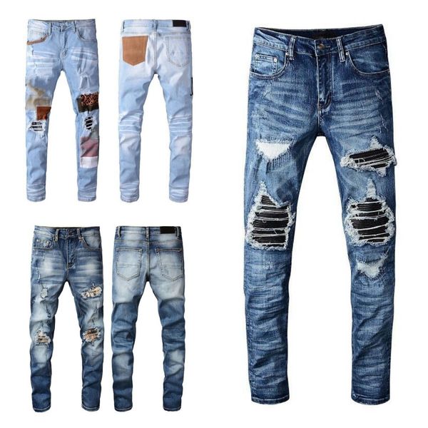 jeans loewe jeans skinny jeans de créateurs jeans pour hommes jeans femme printemps streetwear pantalon cargo hip hop Ripped Biker Slim Fit style moto pour hommes zipper braguette jean